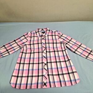 A Talbots long sleeve button-down shirt in a ladies' medium petite. NWT.